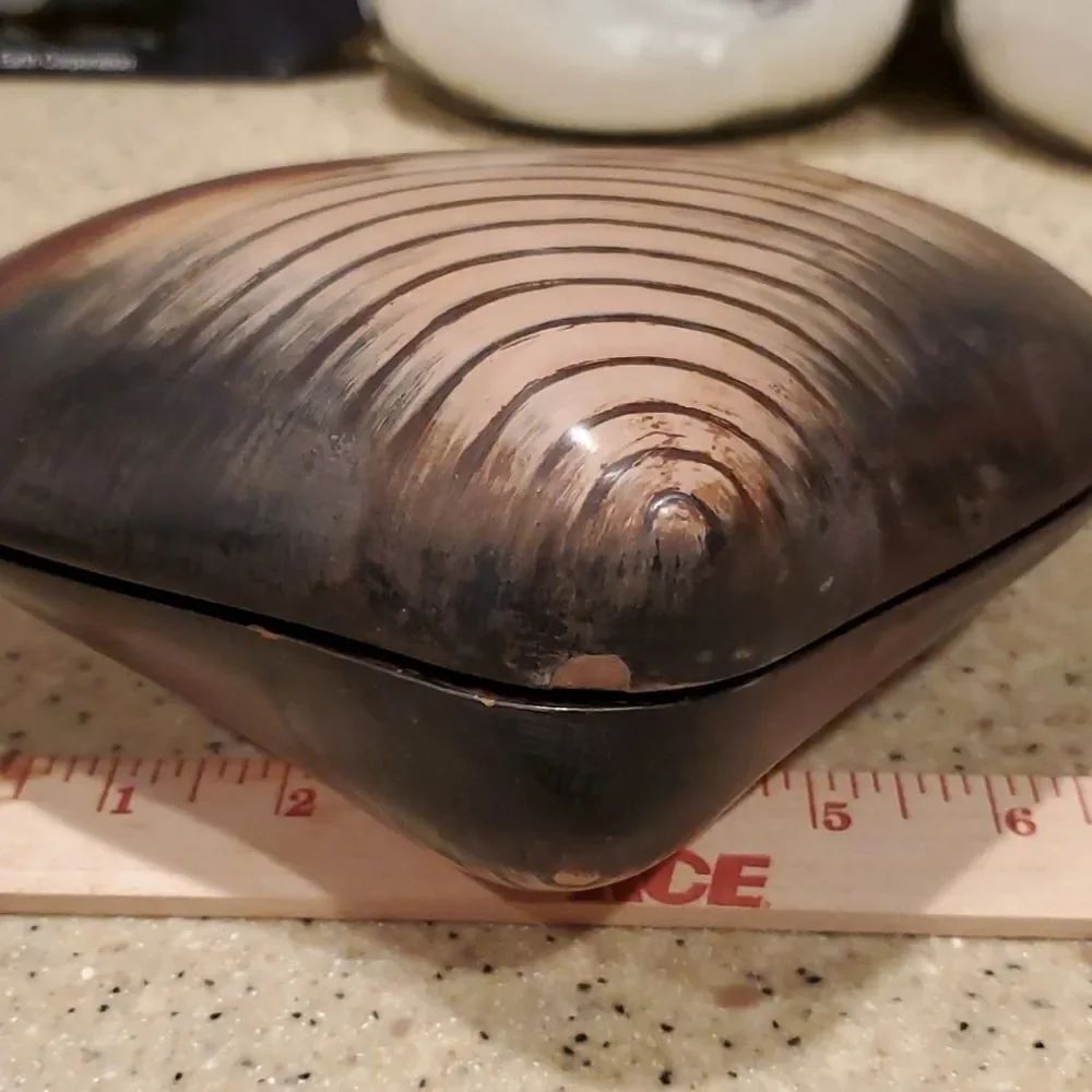 Clam Shell Wooden Dish Trinket Box - Picture 6 of 8